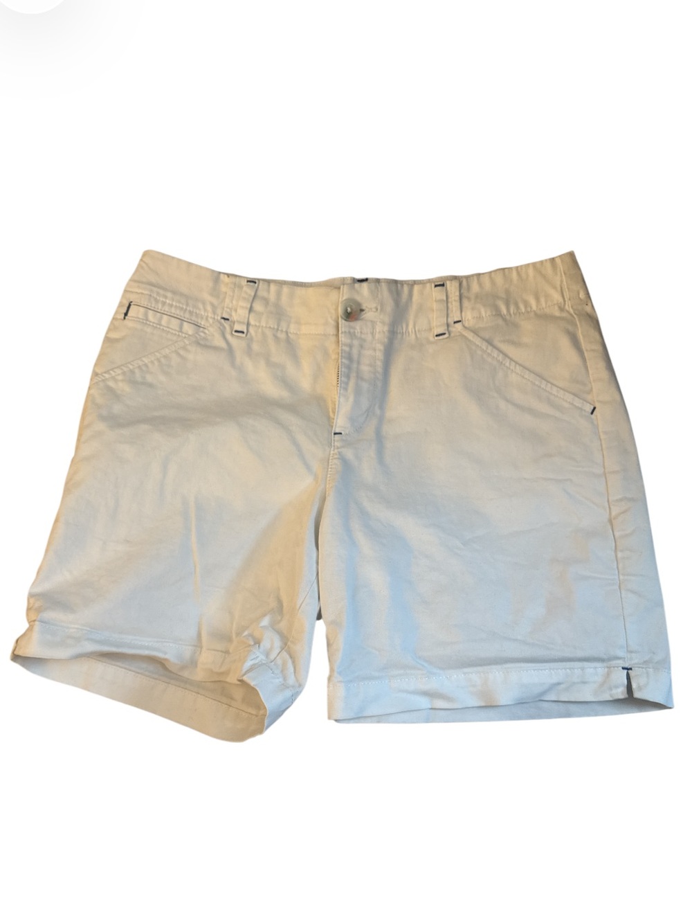 Lee Cream White Chino Bermuda Shorts Preppy Blue Detailing - Size 8